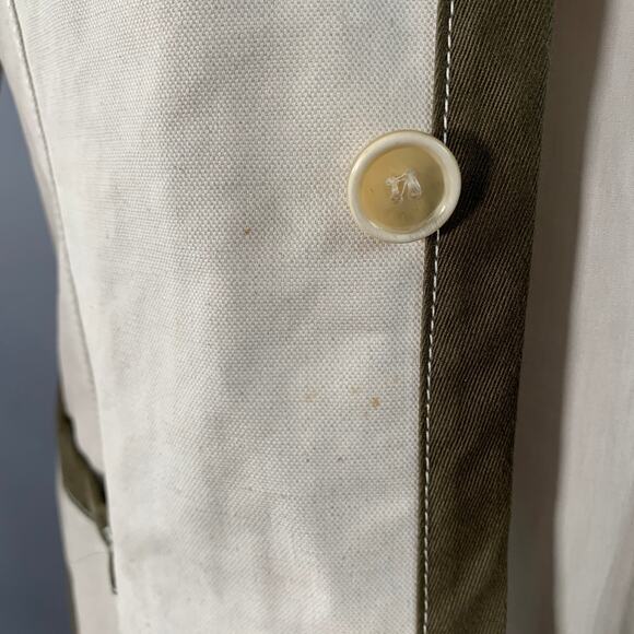 Size M Regular Beige Olive Cotton Linen Notch Lapel Sport Coat - Picture 8 of 11